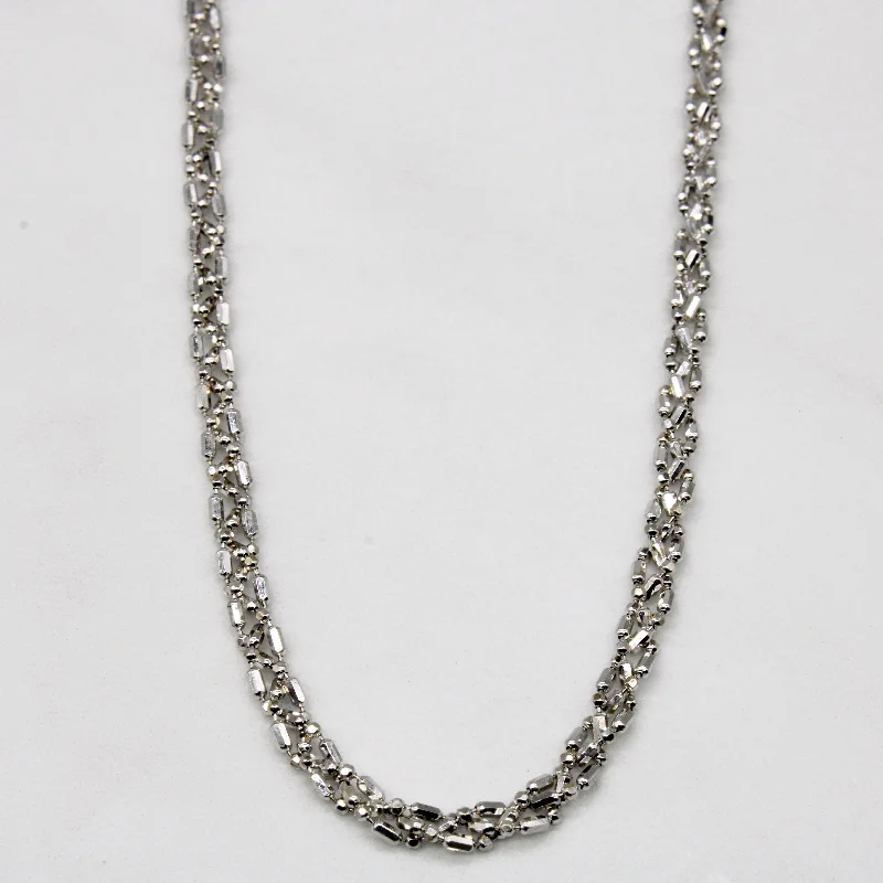 gold wedding band for men Italian 14k White Gold Bead Chain | 19" |