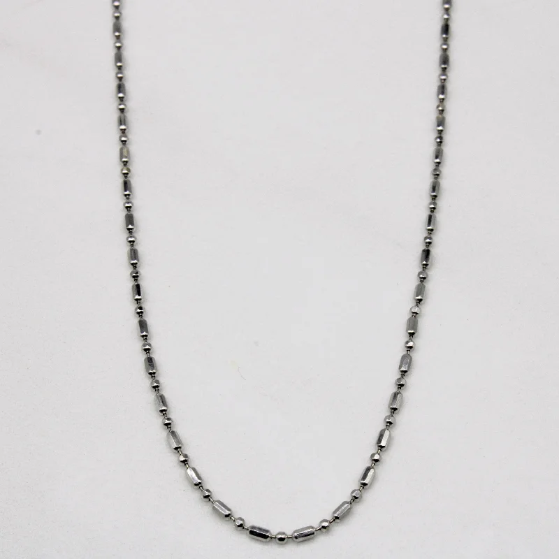 hammered gold disc necklace 14k White Gold Bead Chain | 20" |