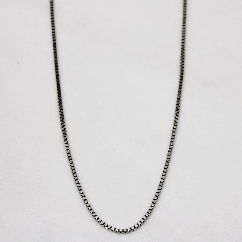 black tungsten wedding band for men 14k White Gold Box Link Chain | 18" |