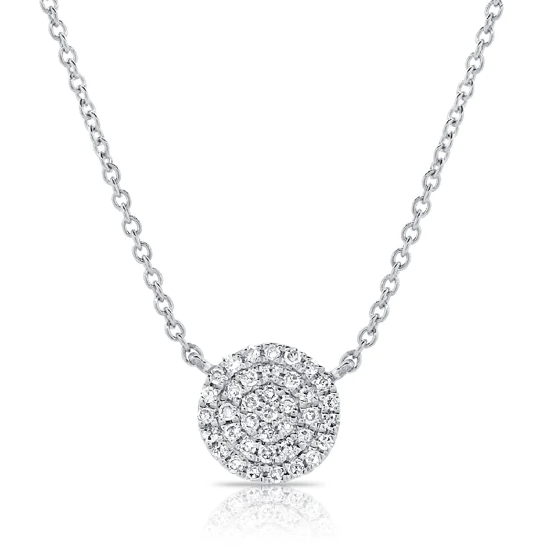 celestial galaxy planet earrings 14K White Gold Diamond Disc Medium Necklace