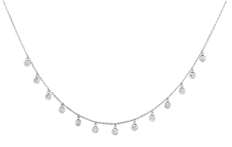 celestial zodiac sign necklace 14K White Gold Diamond Drop Necklace