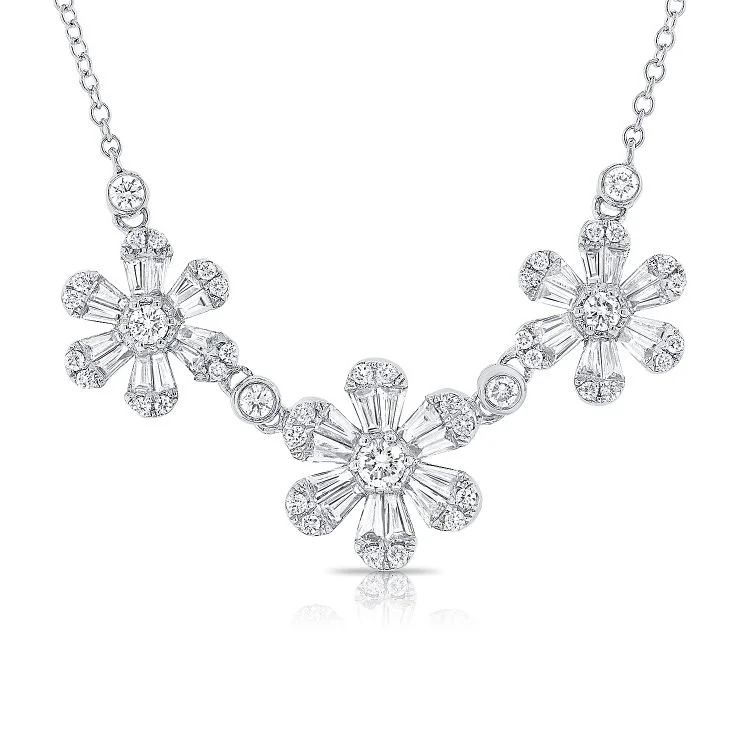 men’s beaded bracelet with charms 14K White Gold Diamond Flower Cluster Necklace