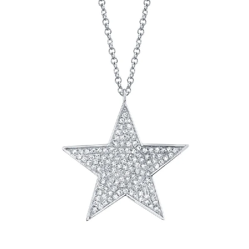 adjustable minimalist wave bracelet 14K White Gold Diamond Large Pave Star