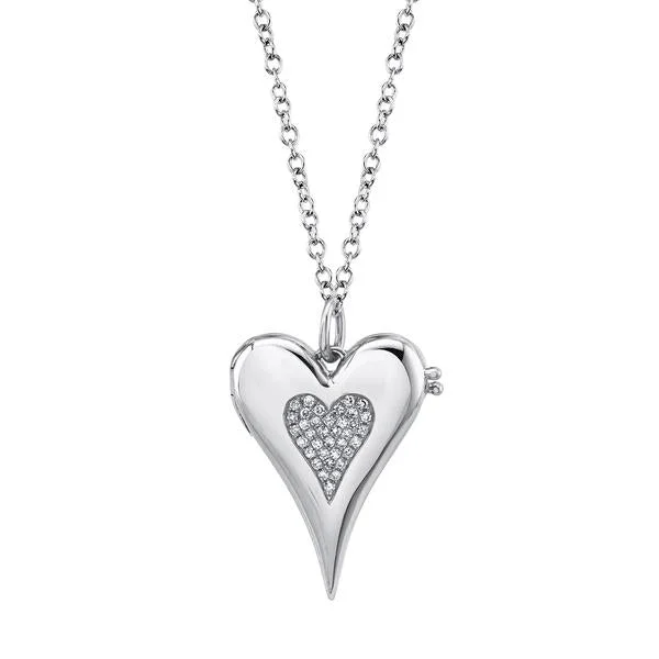 real garnet stacking rings 14K White Gold Diamond Pave Heart Locket Necklace