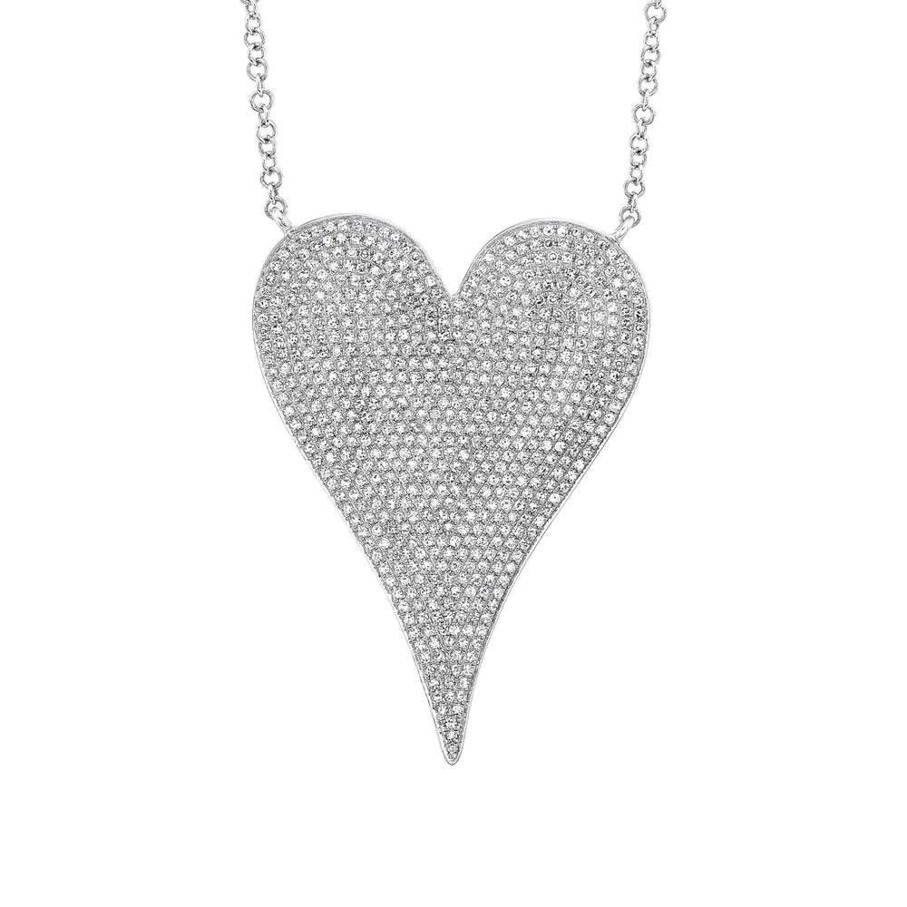 classic gold cuff bracelet 14K White Gold Diamond Pave Heart Necklace
