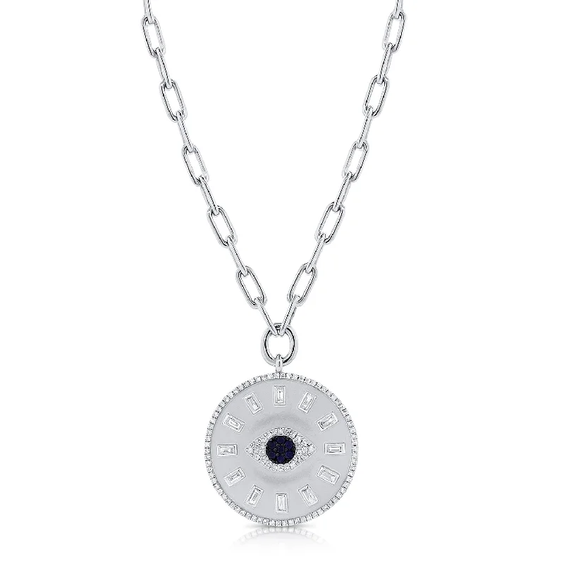 black pearl earrings classic 14K White Gold Diamond + Sapphire Evil Eye Coin Necklace black pearl earrings classic 14K White Gold Diamond + Sapphire Evil Eye Coin Necklace