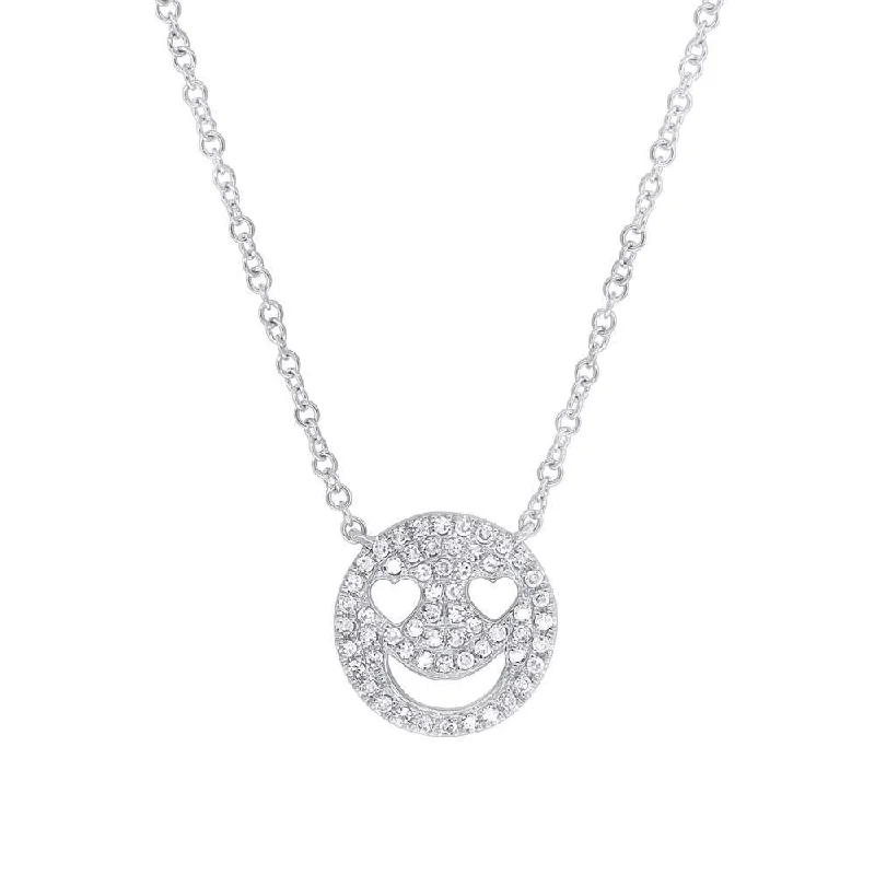 bohemian anklet with shells 14K White Gold Diamond Smiley Face Necklace
