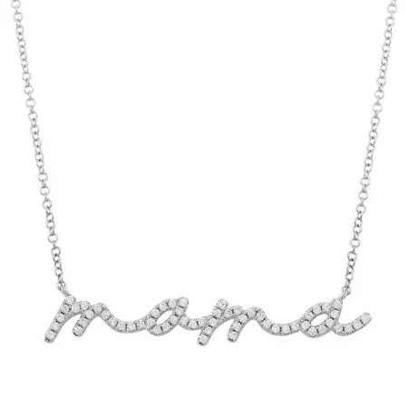 celestial moon and stars ring 14k White Gold Mama Diamond Necklace