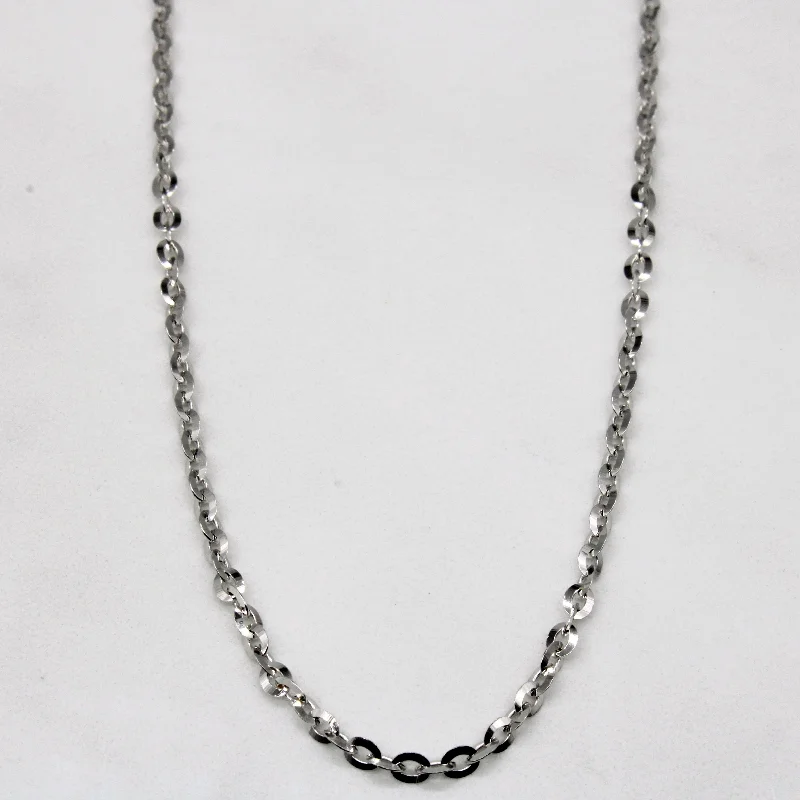 vintage platinum wedding band Italian 14k White Gold Flattened Cable Chain | 17" |