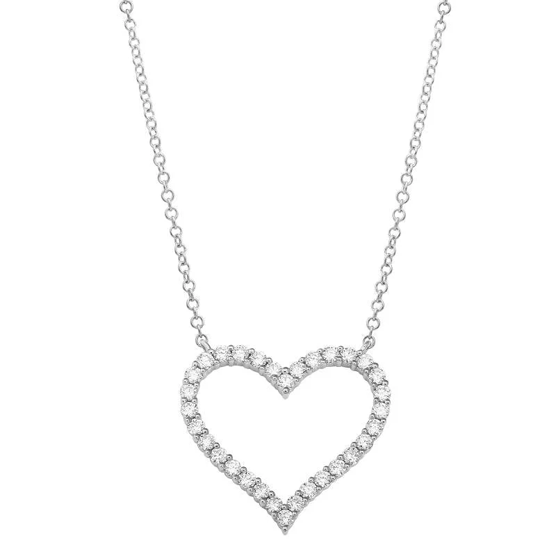 statement gold cuff earrings 14k White Gold Open Heart Diamond Necklace
