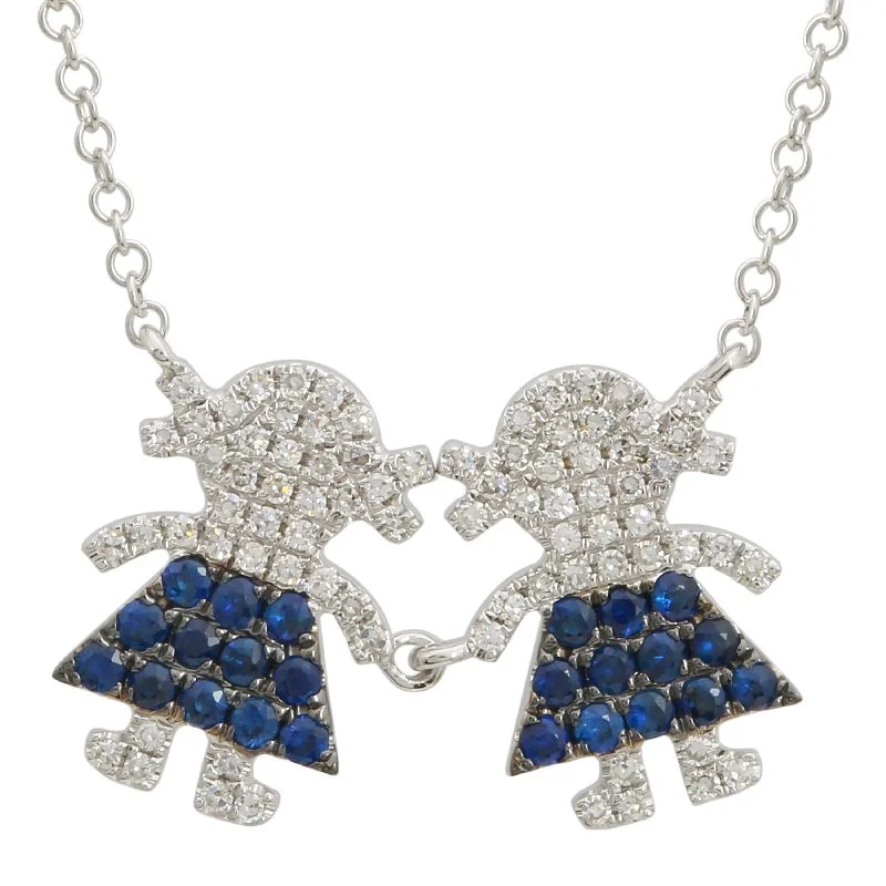 unique gemstone cocktail ring 14k White Gold Sapphire Girls Necklace