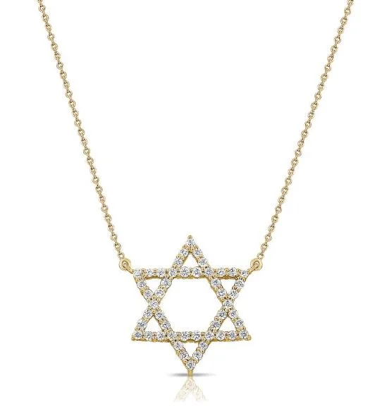 modern baguette diamond ring 14k Yellow Diamond Star of David Necklace