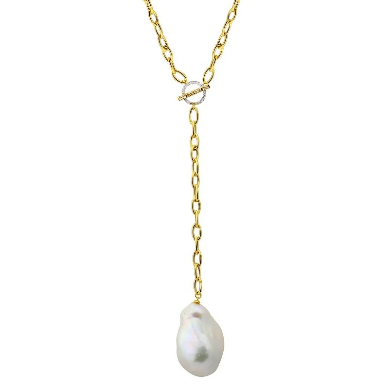 celestial star cluster earrings 14k Yellow Gold Baroque Pearl Drop Y Necklace