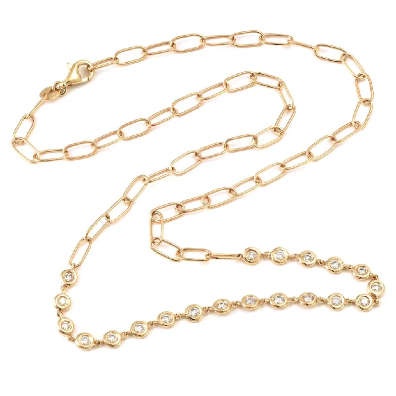 custom zodiac sign ring 14k Yellow Gold Bezel Set Diamond Paper Clip Necklace
