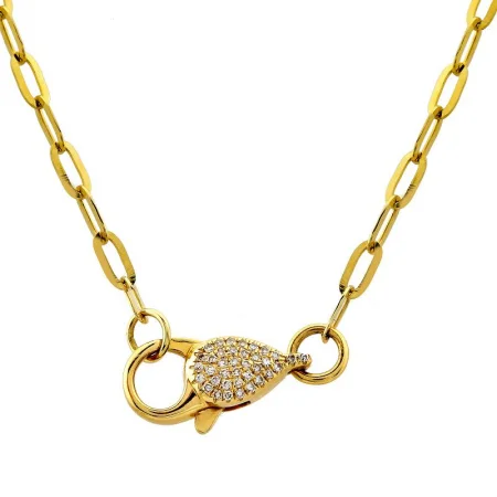 thin gold wire earrings 14k Yellow Gold Big Lobster Clasp Link Chain Diamond Necklace