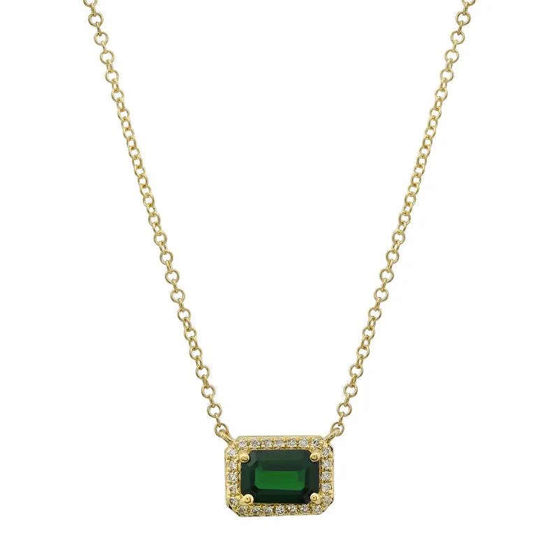 solid gold disc charm bracelet 14K Yellow Gold Diamond and Emerald Necklace