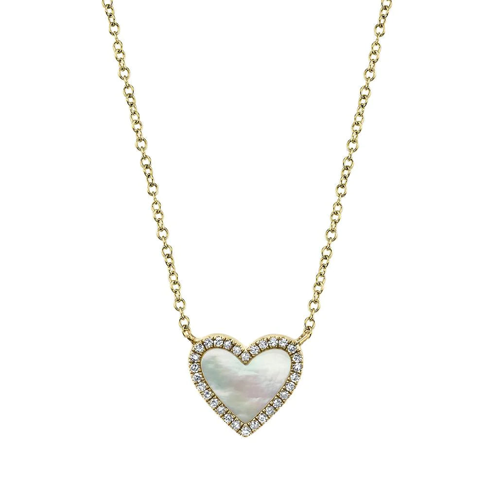 classic diamond hoop earrings 14K Yellow Gold Diamond and Mother of Pearl Heart Necklace classic diamond hoop earrings 14K Yellow Gold Diamond and Mother of Pearl Heart Necklace