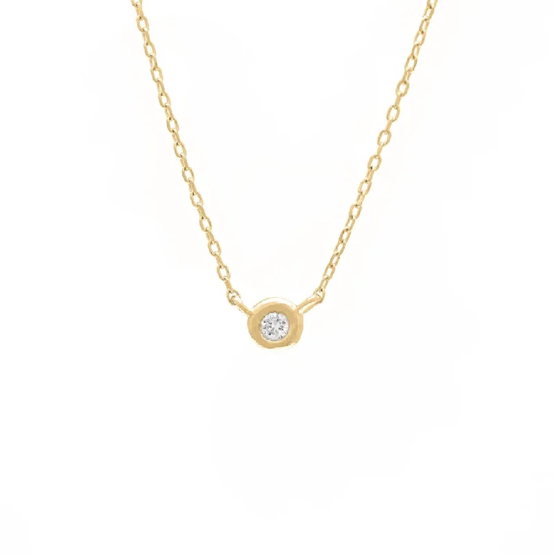 simple snake chain necklace 14K Yellow Gold Diamond Bezel Necklace