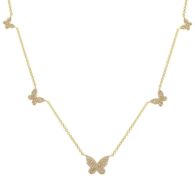 silver wedding band with engraving 14K Yellow Gold Diamond Butterfly Necklace