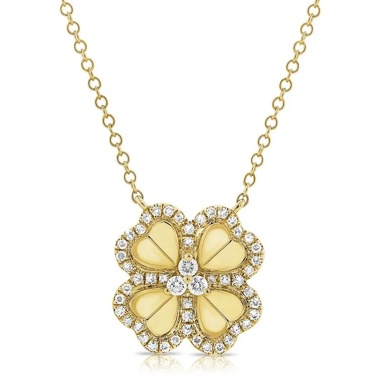 simple sapphire wedding band 14K Yellow Gold Diamond Clover Necklace