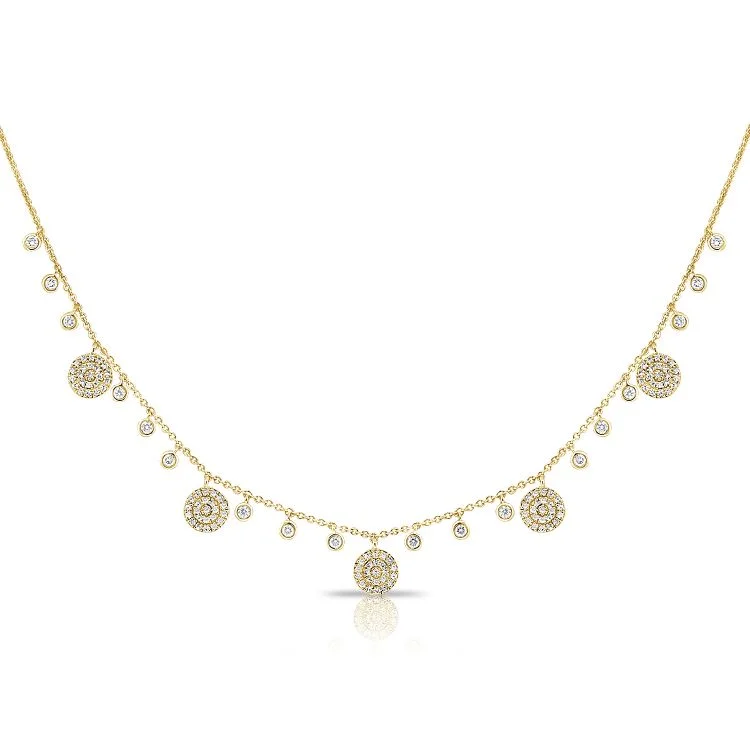 gold charm bracelet with initials 14K Yellow Gold Diamond Dangle Disc Necklace