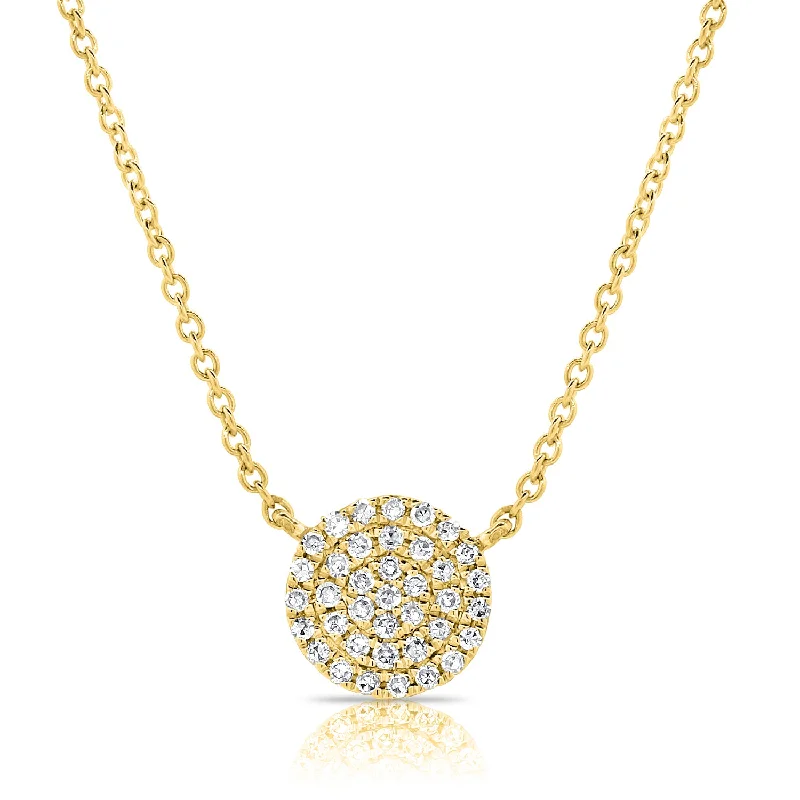vintage lock and key necklace 14K Yellow Gold Diamond Disc Medium Necklace