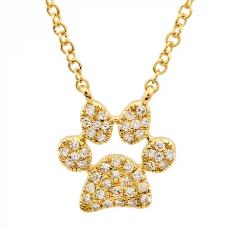 hammered silver wedding band 14K Yellow Gold Diamond Dog Paw Print Necklace