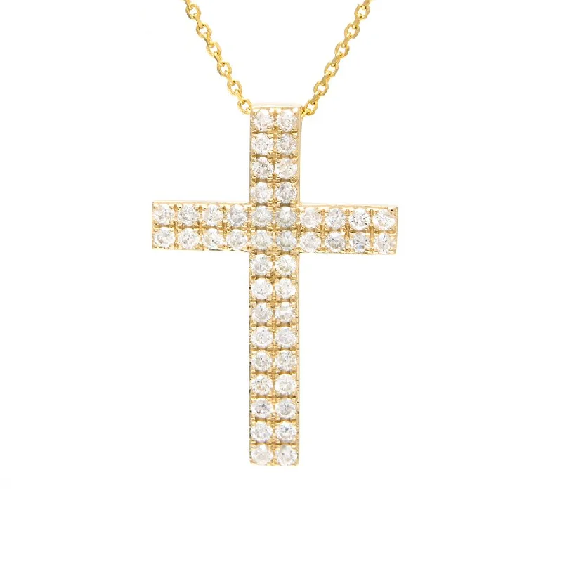 gold heart-shaped pendant necklace 14K Yellow Gold Diamond Double Row Cross Necklace gold heart-shaped pendant necklace 14K Yellow Gold Diamond Double Row Cross Necklace