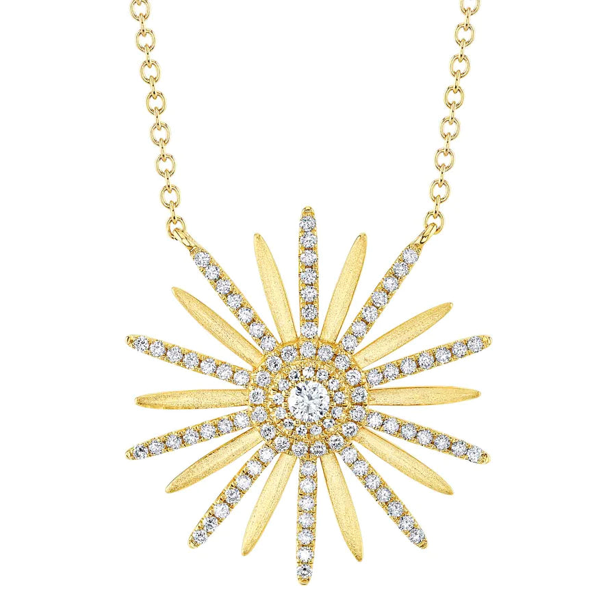 hammered gold signet ring 14K Yellow Gold Diamond Flower Necklace