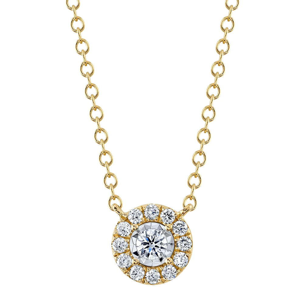 unique diamond eternity band 14K Yellow Gold Diamond Halo Illusion Necklace