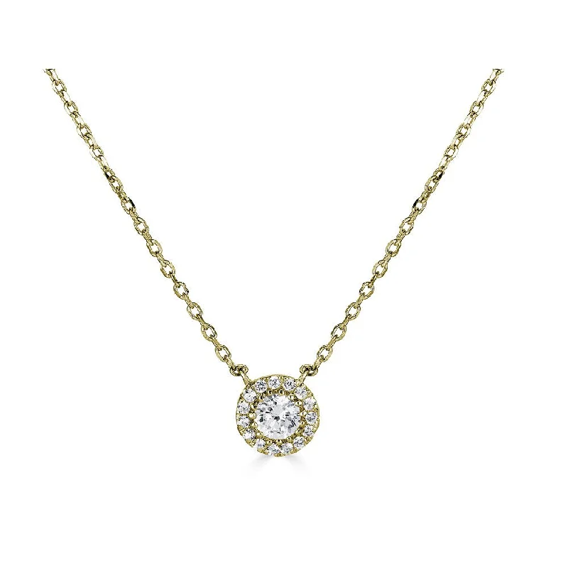 elegant aquamarine drop earrings 14K Yellow Gold Diamond Halo Solitaire Necklace