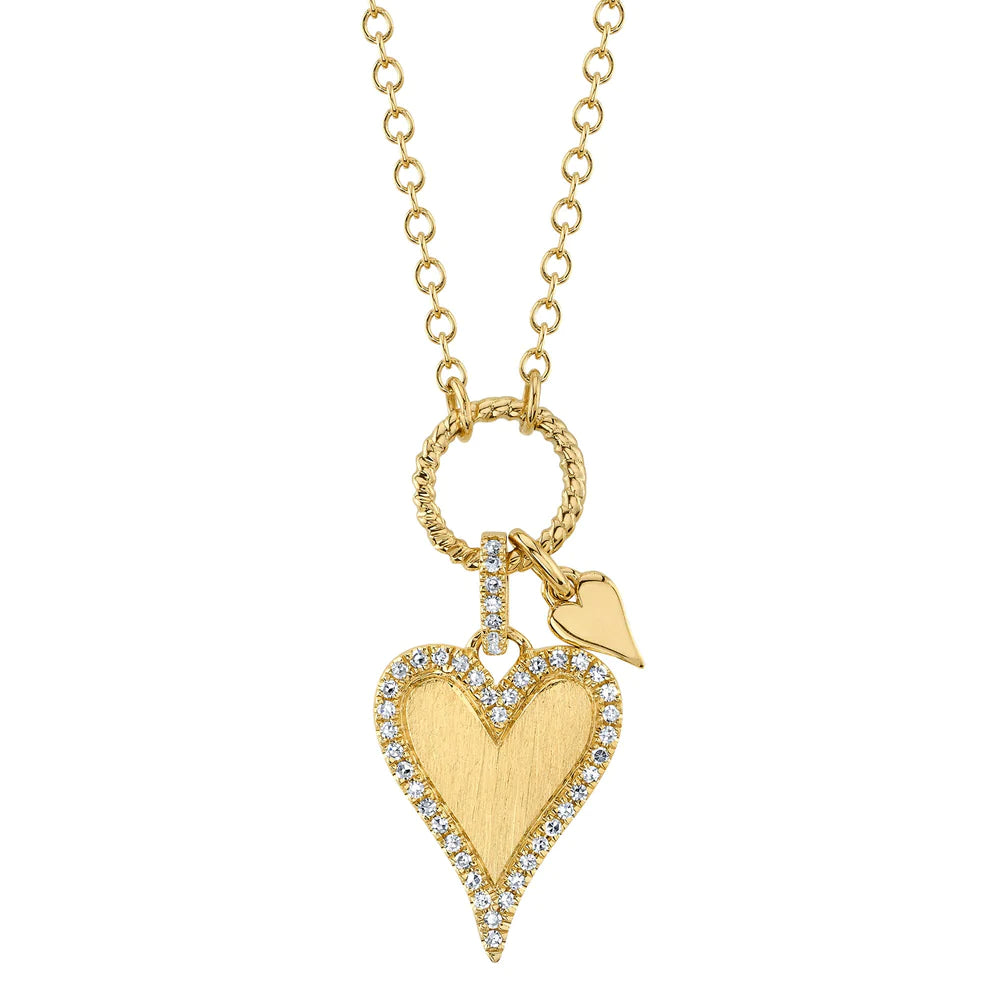 handcrafted gemstone drop earrings 14K Yellow Gold Diamond Heart Necklace