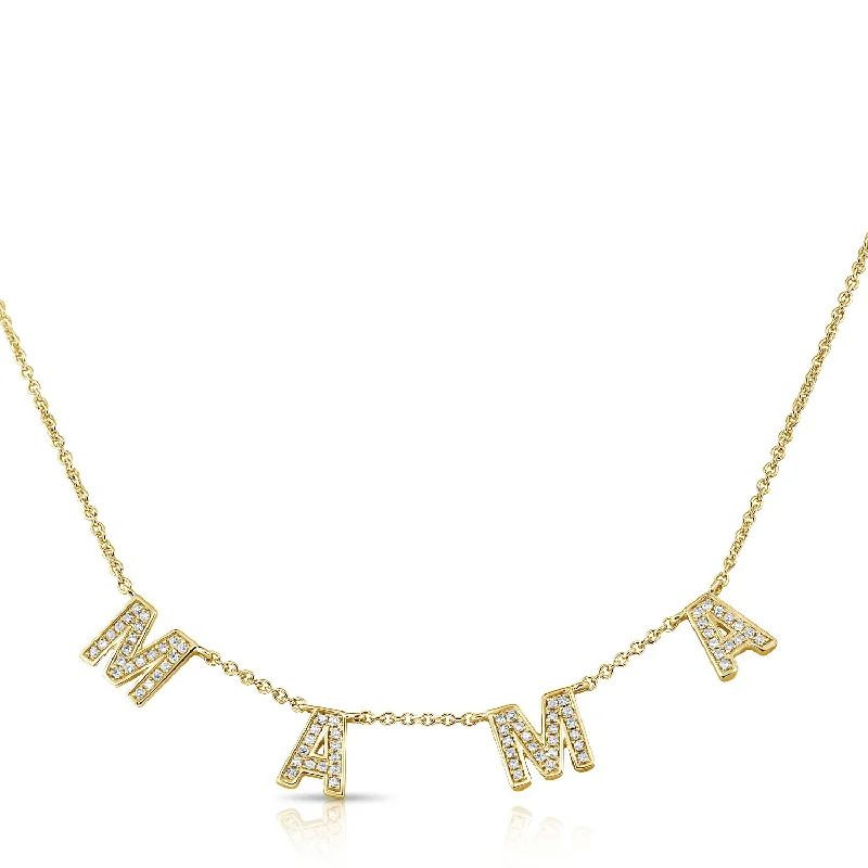 vintage filigree locket necklace 14K Yellow Gold Diamond "Mama" Necklace