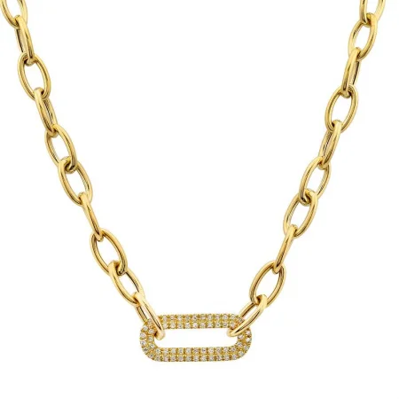 unique diamond stud earrings 14k Yellow Gold Diamond Paperclip Link Necklace