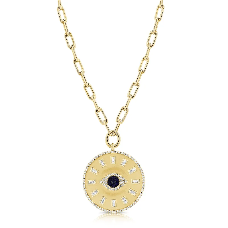 sterling silver infinity bracelet 14K Yellow Gold Diamond + Sapphire Evil Eye Coin Necklace