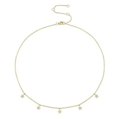silver rope chain men 14K Yellow Gold Diamond Star Dangle Necklace