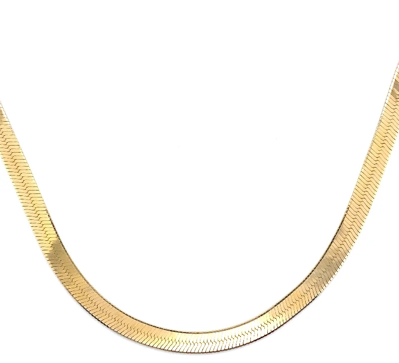 chunky silver hoop earrings 14K Yellow Gold Herringbone Necklace