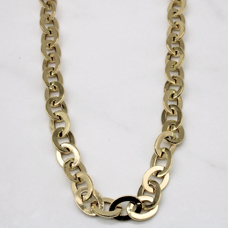elegant pearl necklace with diamonds 14k Yellow Gold Oval Link Chain | 23" |