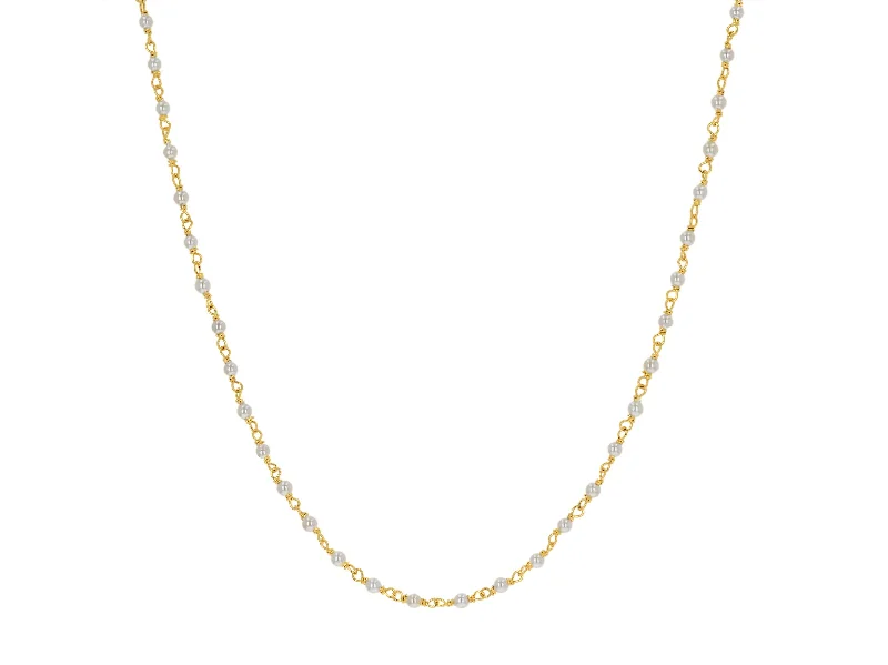 men’s engraved stainless steel bracelet 14K Yellow Gold Pearl Chain Necklace