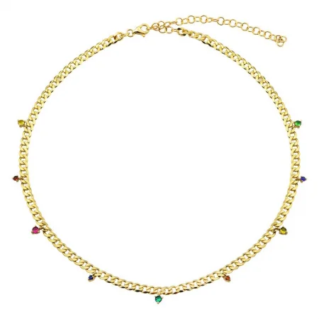 small diamond cross pendant 14k Yellow Gold Rainbow Cuban Link Chain Necklace