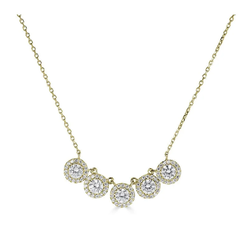 bold gothic vampire ring 14K Yellow Gold Round Diamond Halo Necklace