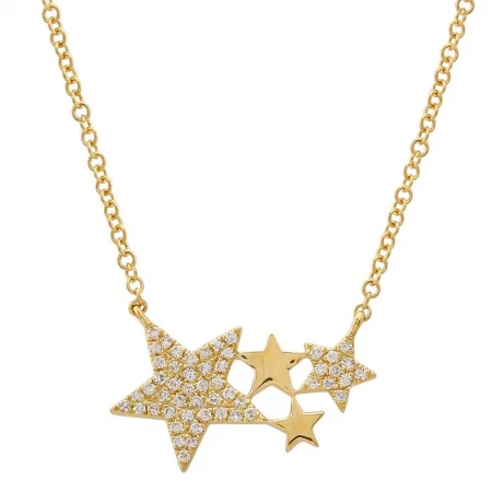 sterling silver lotus ring 14K Yellow Gold Star Constellation Necklace- Medium