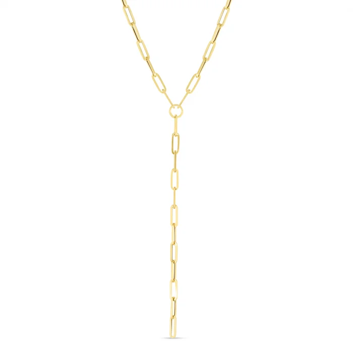 natural turquoise ring handmade 14K Yellow Lariat Paperclip Y-Necklace