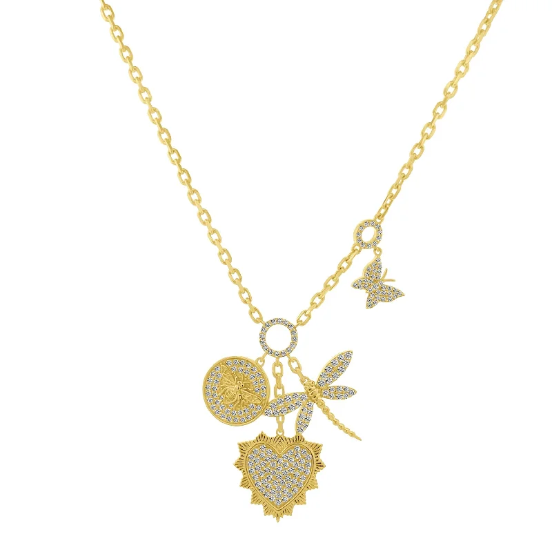 gold and turquoise statement ring 14K YELLOW GOLD & DIAMOND MULTI CHARM( HEART, BEE, DRAGONFLY, BUTTERFLY) NECKLACE