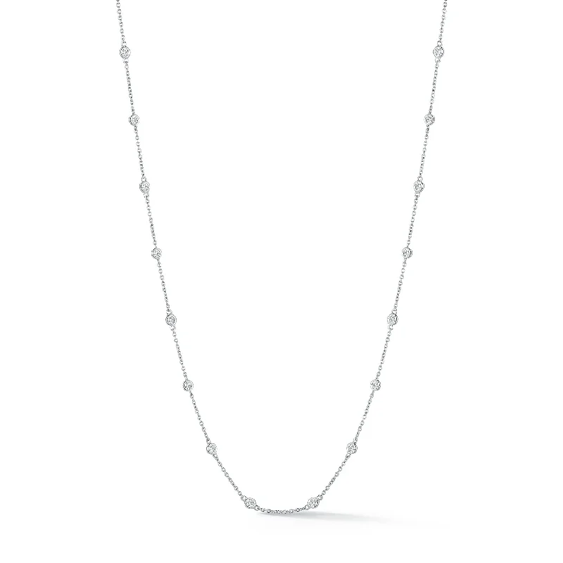 silver wave ring dainty 16 Stone Diamond Necklace