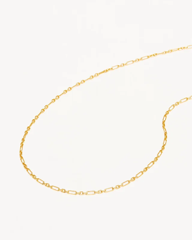 cubic zirconia stud earrings classic 18k Gold Vermeil 19" Mixed Link Chain Necklace