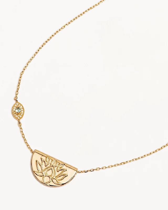 vintage-inspired pearl brooch 18k Gold Vermeil Eye of Peace Lotus Necklace