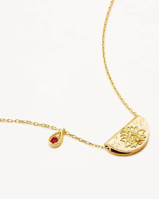 custom engraved wedding band 18k Gold Vermeil Lotus Birthstone Necklace - July - Ruby custom engraved wedding band 18k Gold Vermeil Lotus Birthstone Necklace - July - Ruby