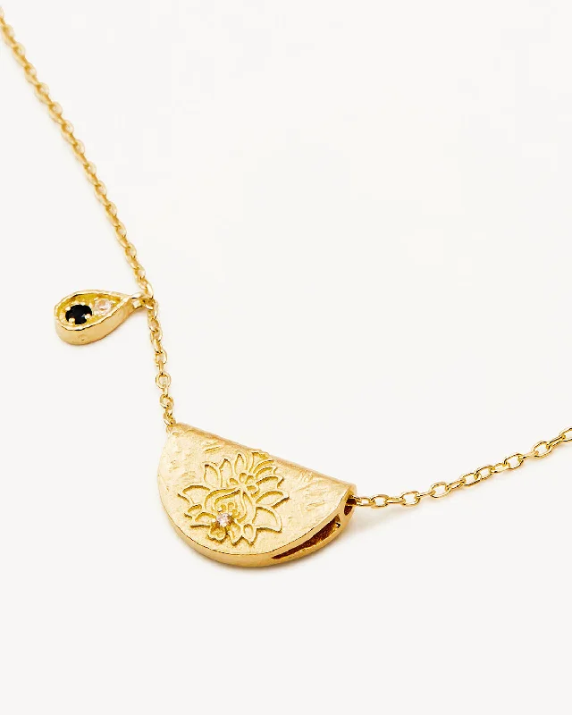 handcrafted crystal quartz ring 18k Gold Vermeil Lotus Birthstone Necklace - September - Sapphire