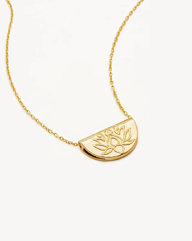 custom engraved infinity necklace 18k Gold Vermeil Lotus Short Necklace